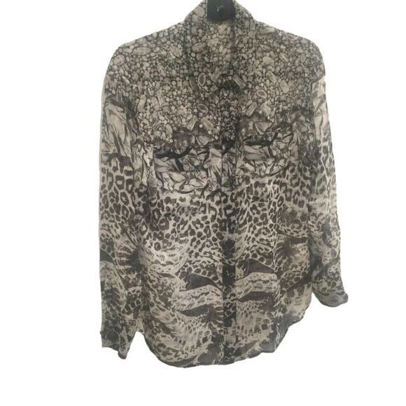 Equipment Femme Silk Button Down Blouse womens S snake Print animal Silver grey - Picture 2 of 15